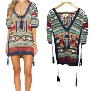Cleobella Crochet Knit Mini Sybilla Dress Free People Sz S Boho Coverup Festival